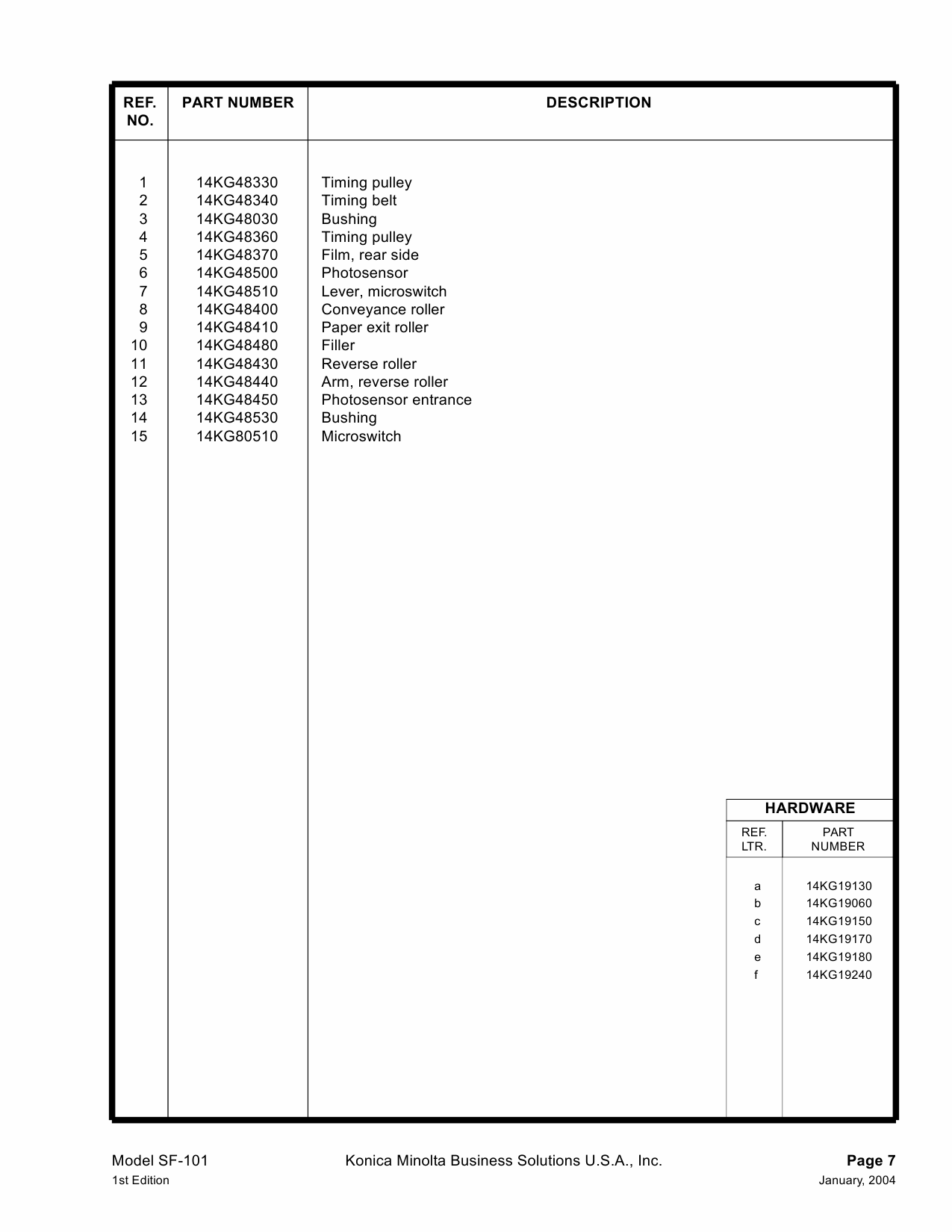 Konica-Minolta Options SF-101 Parts Manual-6